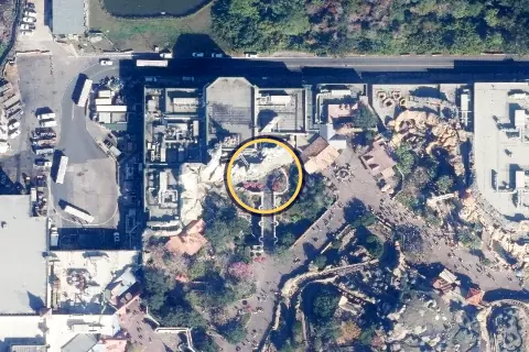 Be Our Guest Restaurant from the air, 2026