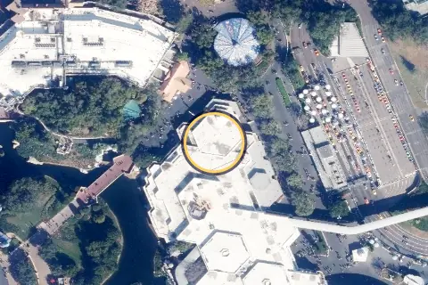 Cosmic Ray's Starlight Café from the air, 2026