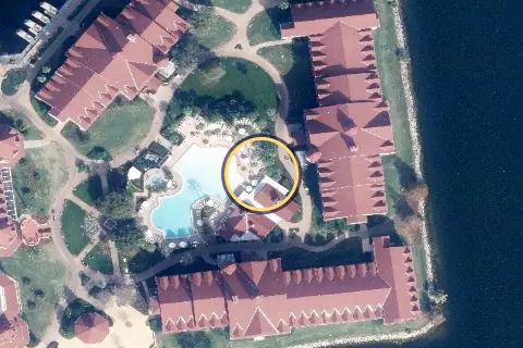 Courtyard Pool Bar from the air, 2026