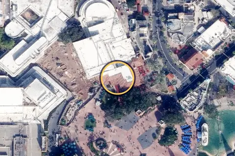 The Hollywood Brown Derby from the air, 2026