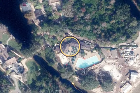 Meadow Snack Bar from the air, 2026