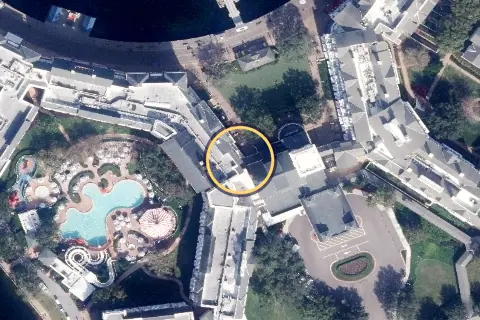 Muscles & Bustles Health Club from the air, 2026