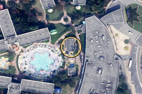 Petals Pool Bar from the air, 2026