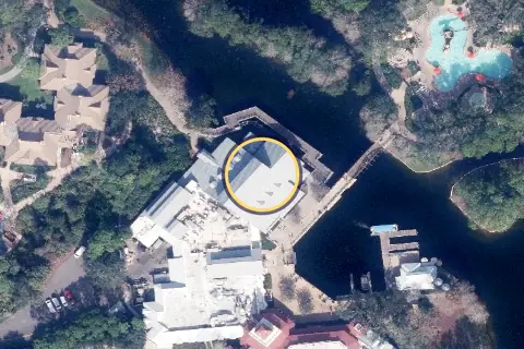 Riverside Mill Food Court from the air, 2026
