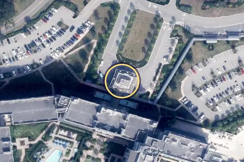 Athlétique Fitness Center from the air, 2026