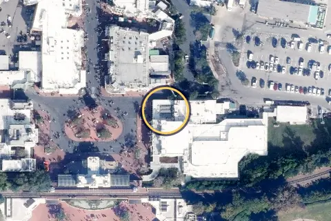 Tony's Town Square Restaurant from the air, 2026