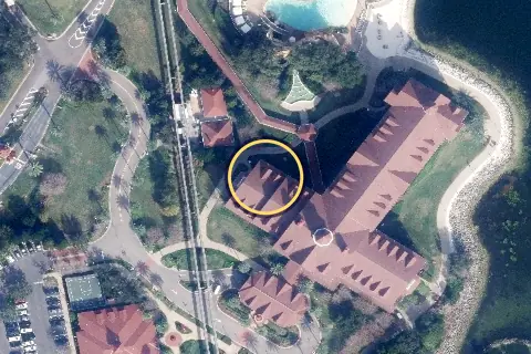 Grand Floridian Resort and Spa health club from the air, 2026