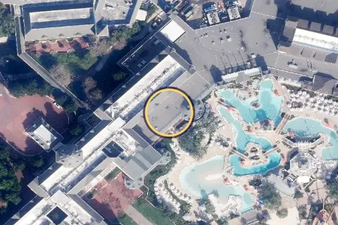 Yachtsman Steakhouse from the air, 2026