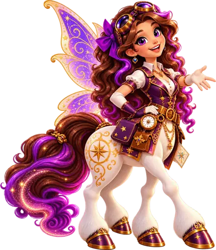 Trixie, the centaur with purple wings, welcoming you in