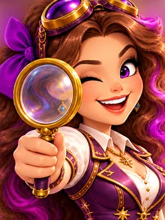 Trixie pointing her magnifying glass
